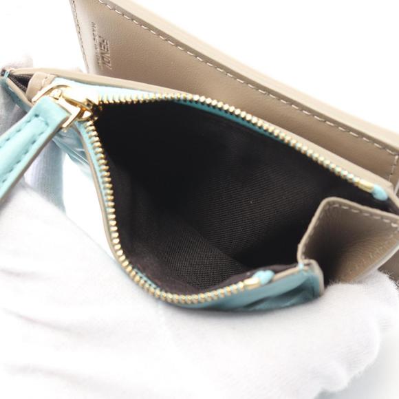 FENDI Baguette FF pattern bi-fold wallet, leather, women's, blue, beige, - Picture 5 of 6